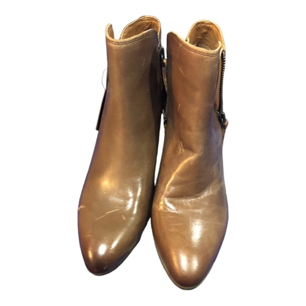 Frye Judith COGNAC‎ Double Zip distressed ankle boots Booties size 9.5 brand new